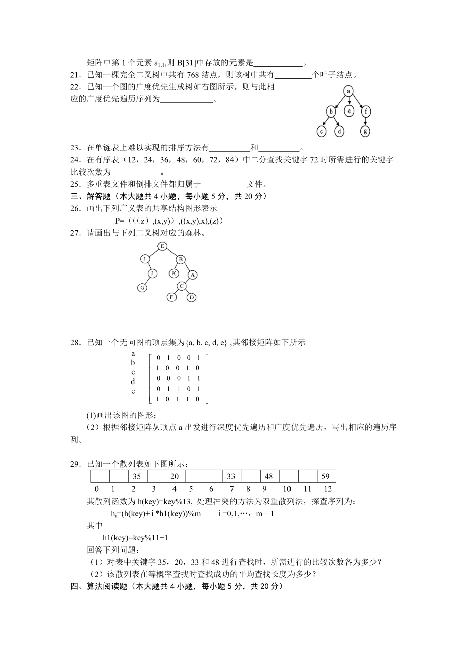 自考数据结构历年试题及答案_第3页