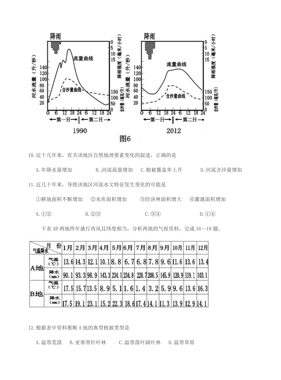 精修版浙江省安吉县振民中学高三地理 陆地综合训练_第3页