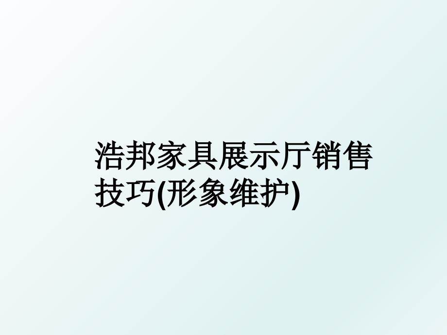 浩邦家具展示厅销售技巧(形象维护)_第1页