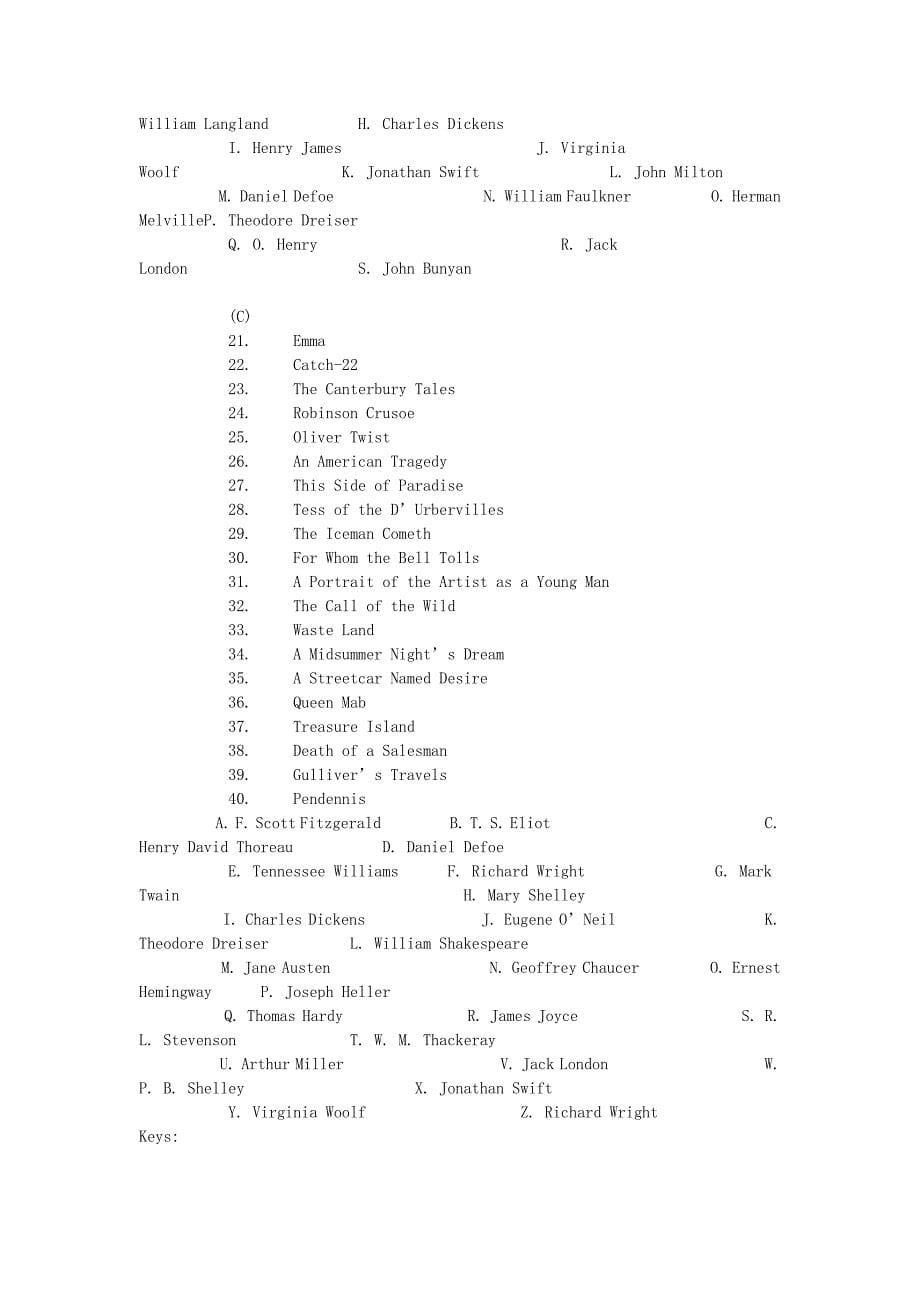 英美文学综合配对练习.doc_第5页