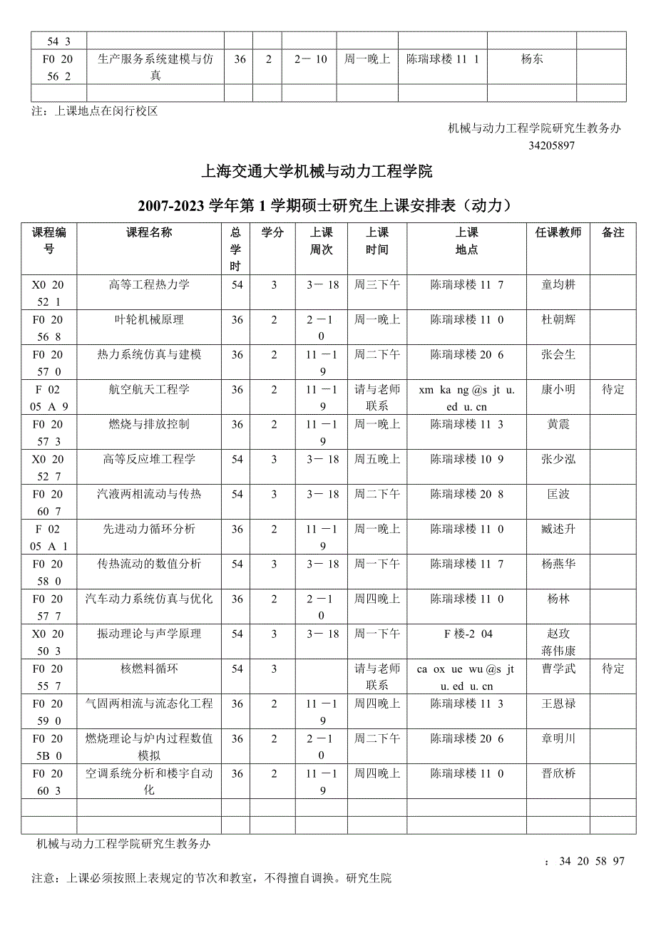 上海交通大学生教学安排和上课时间表_第2页