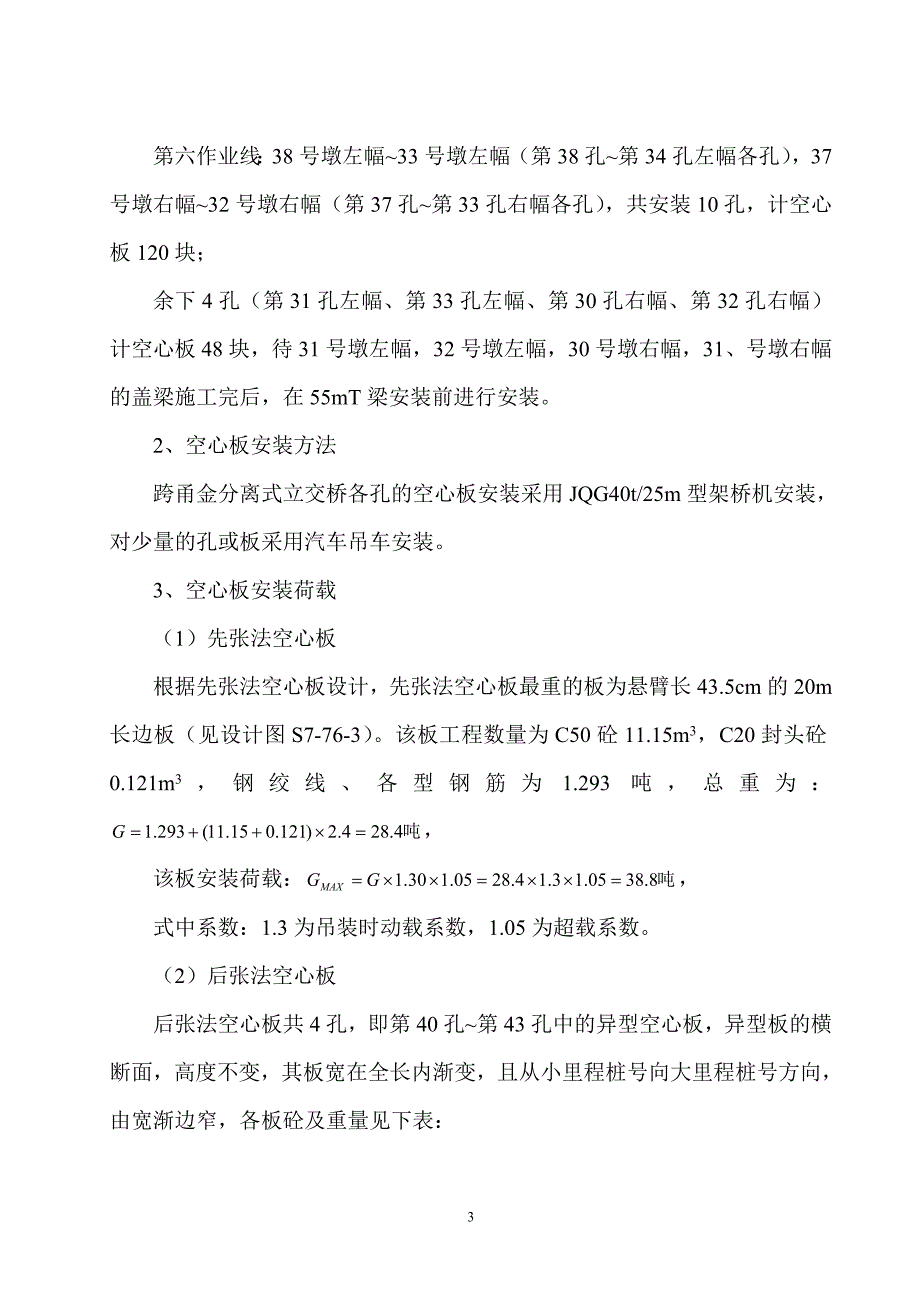 跨甬金立交桥工程预应力砼空心板安装施工方案.doc_第3页