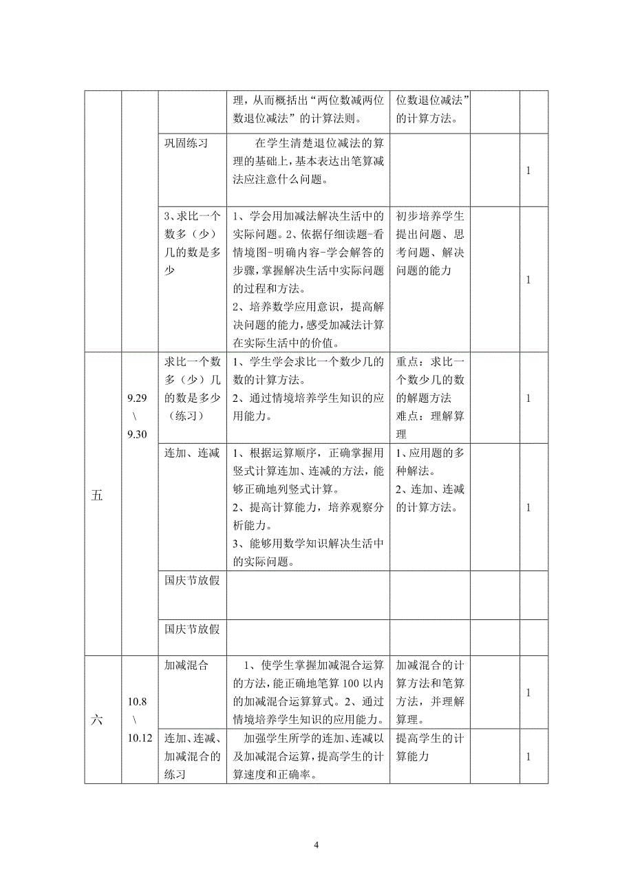 第三册数学教学计划_第5页