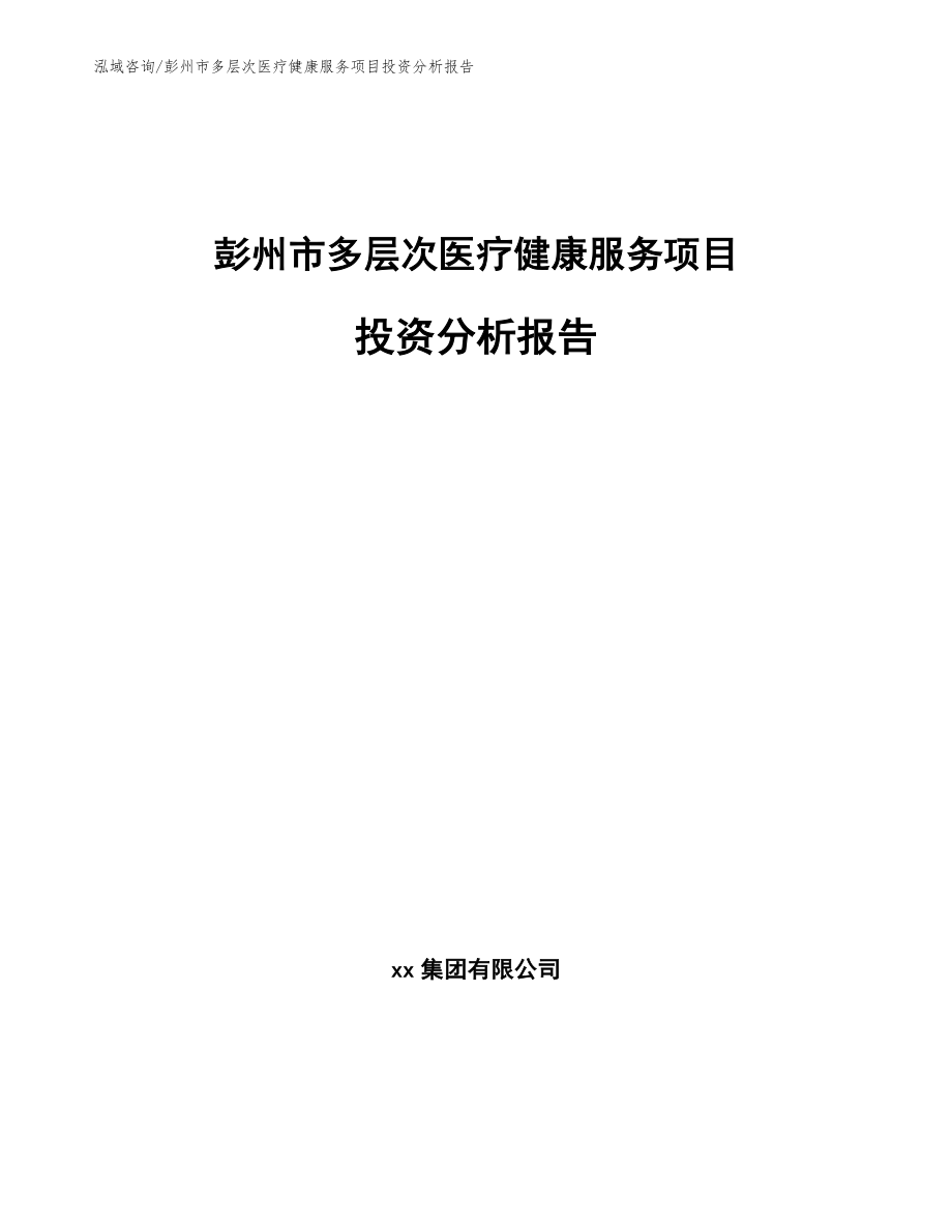 彭州市多层次医疗健康服务项目投资分析报告模板范文_第1页