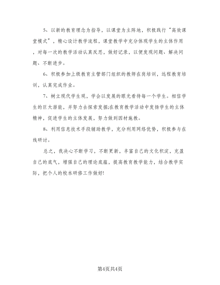 2023教师个人信息技术研修计划标准模板（2篇）.doc_第4页