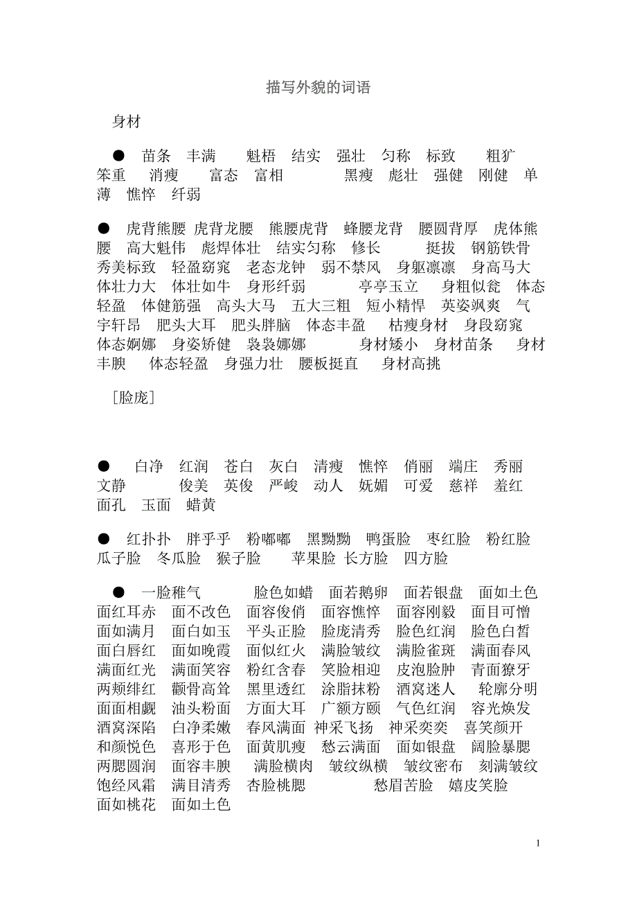 描写外貌的词语_第1页