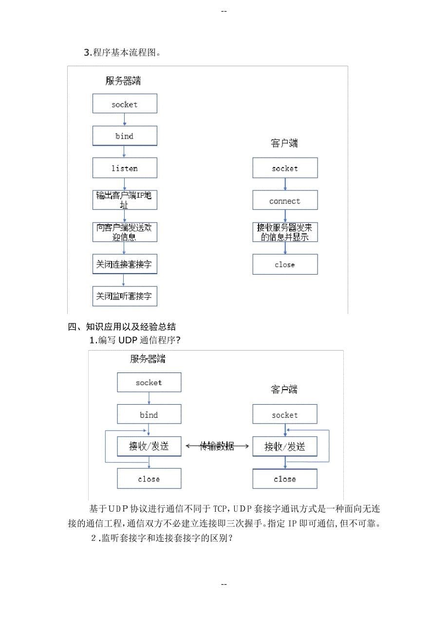 实现基于TCP套接字的简单的服务器与客户端通信实验报告_第5页