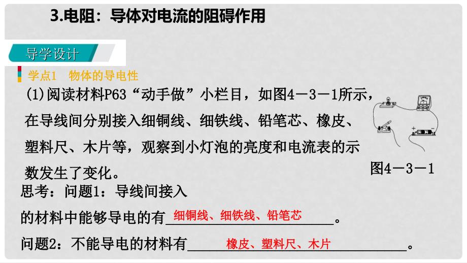 九年级物理上册 第四章 3电阻：导体对电流的阻碍作用课件 （新版）教科版_第2页