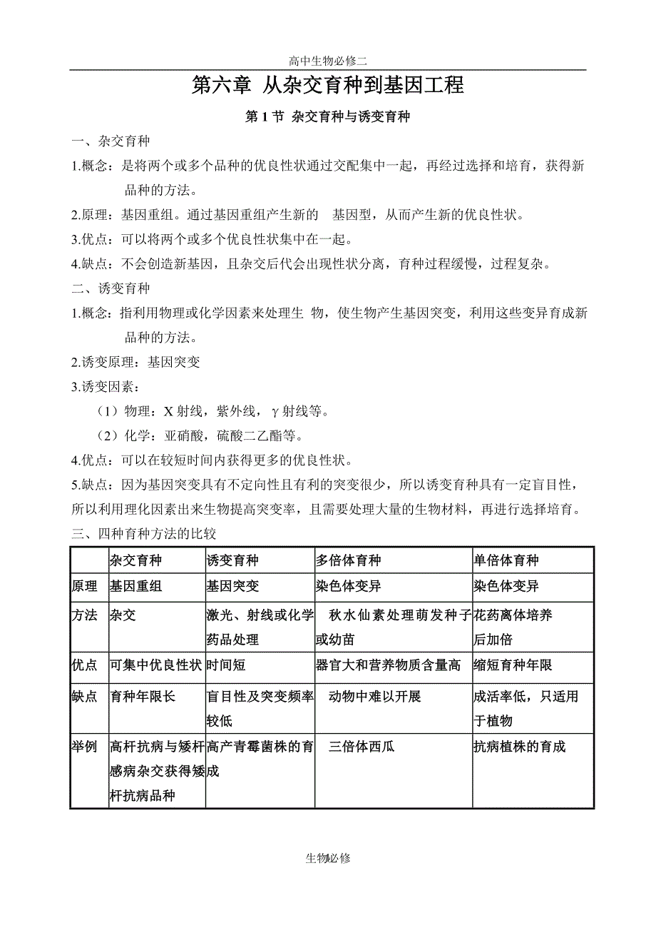 人教版教学教案高一生物必修2第6章第7章知识点归纳.doc_第1页