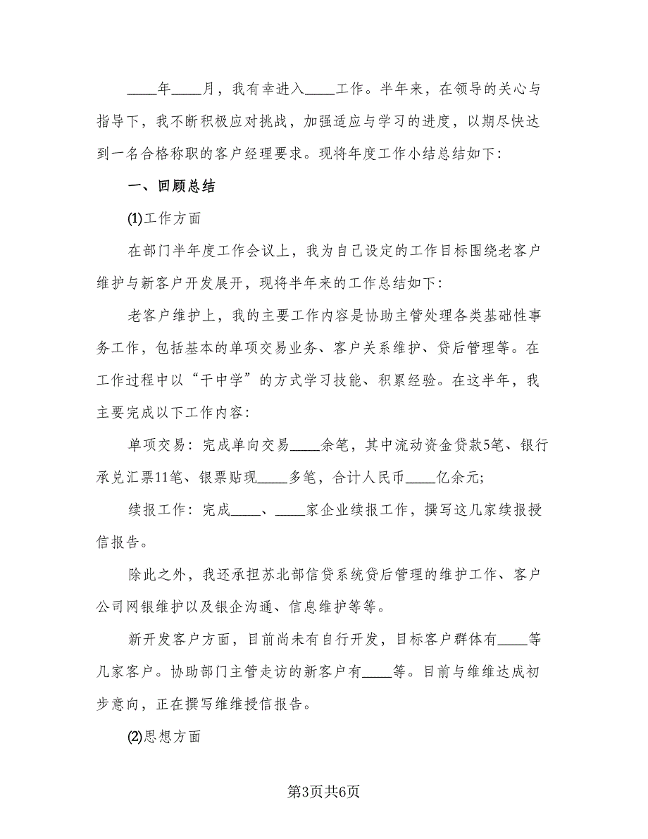 年终客户经理2023年个人工作总结标准范文（二篇）.doc_第3页