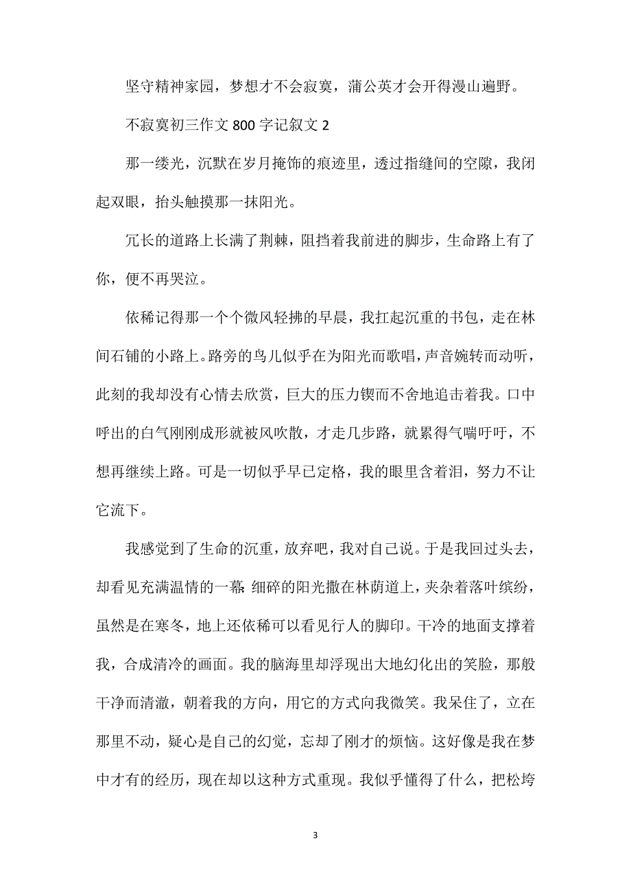 不寂寞初三作文800字记叙文.doc_第3页