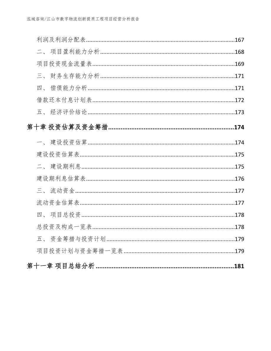 江山市数字物流创新提质工程项目经营分析报告（模板参考）_第5页