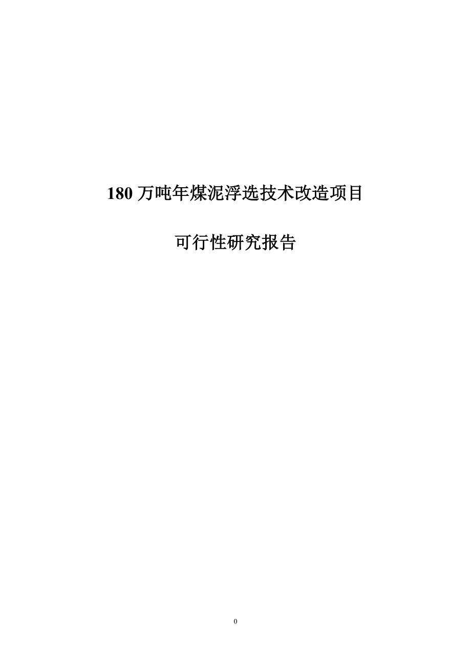 180万吨年煤泥浮选技术改造项目可行性分析报告.doc_第1页