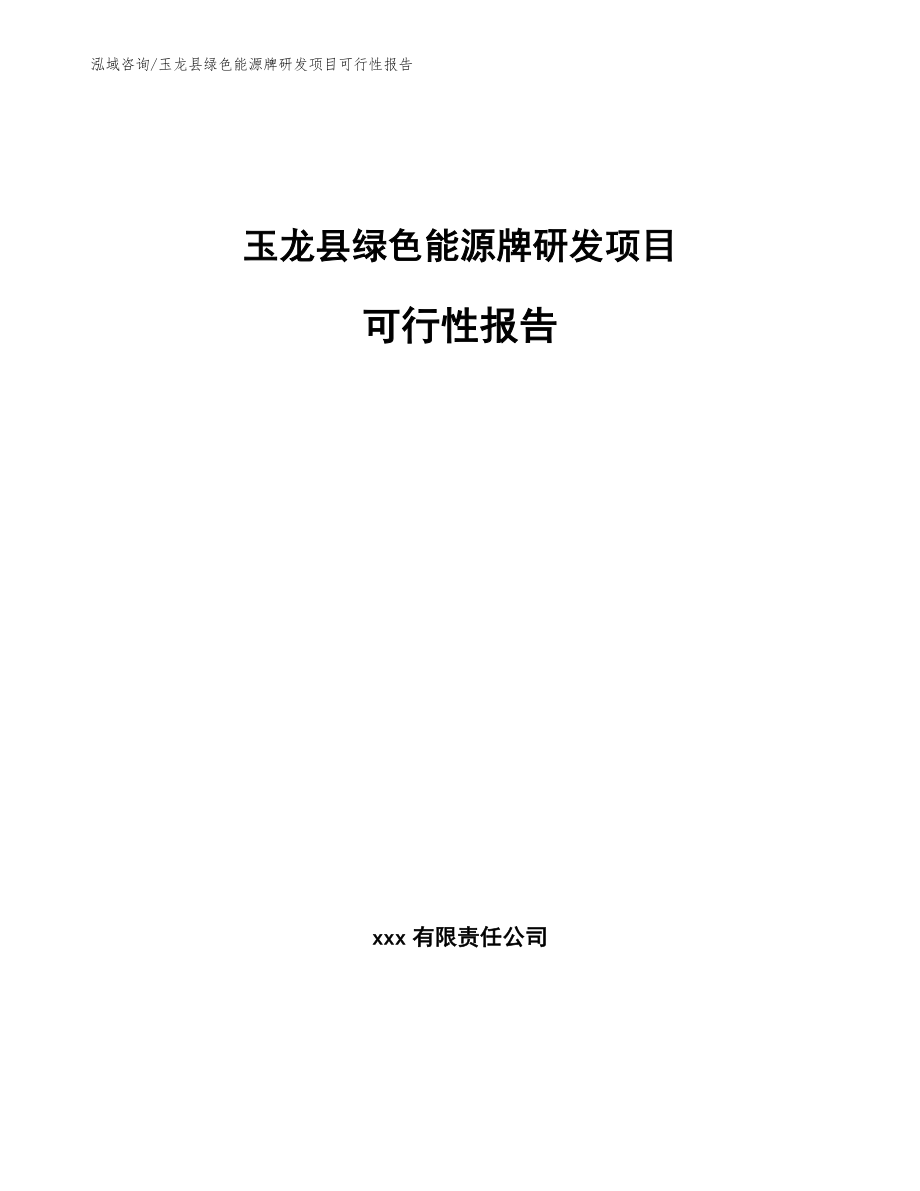玉龙县绿色能源牌研发项目可行性报告_模板范文_第1页