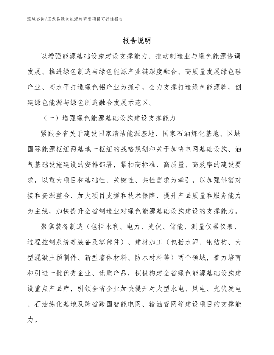 玉龙县绿色能源牌研发项目可行性报告_模板范文_第2页