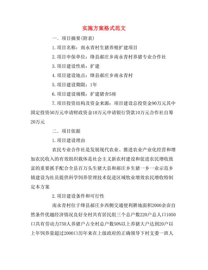 实施方案格式范文.doc
