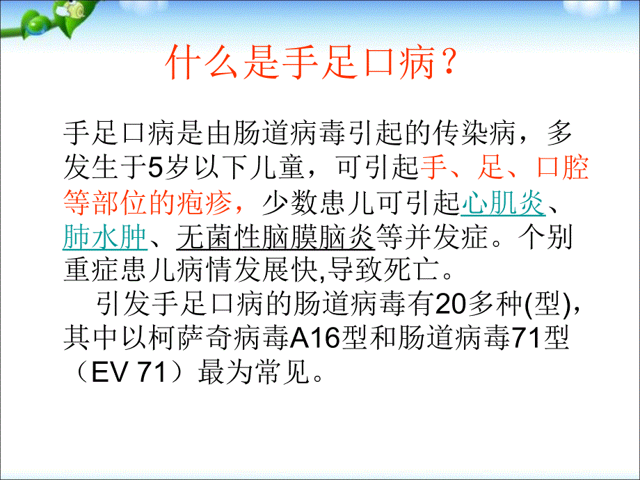 健康手足口病的预防PPT课件_第2页