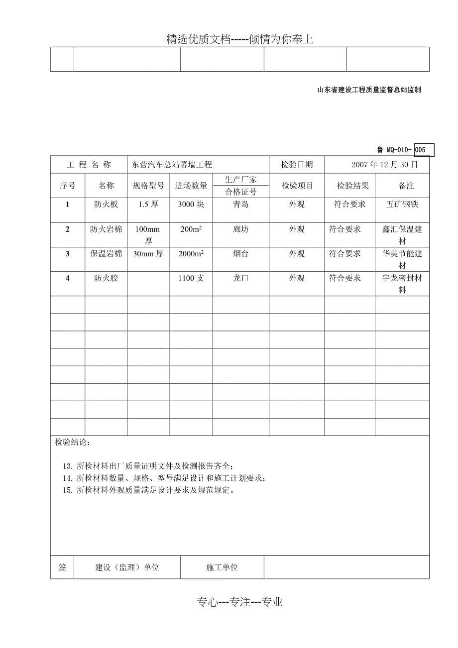 鲁MQ-010材料、构配件进场检验记录表_第5页