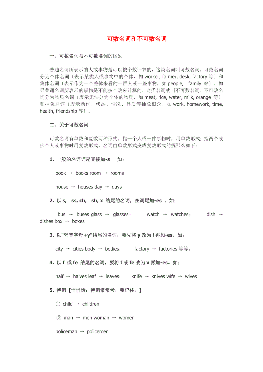 八年级上册英语语法《可数名词和不可数名词》知识点整理_第1页