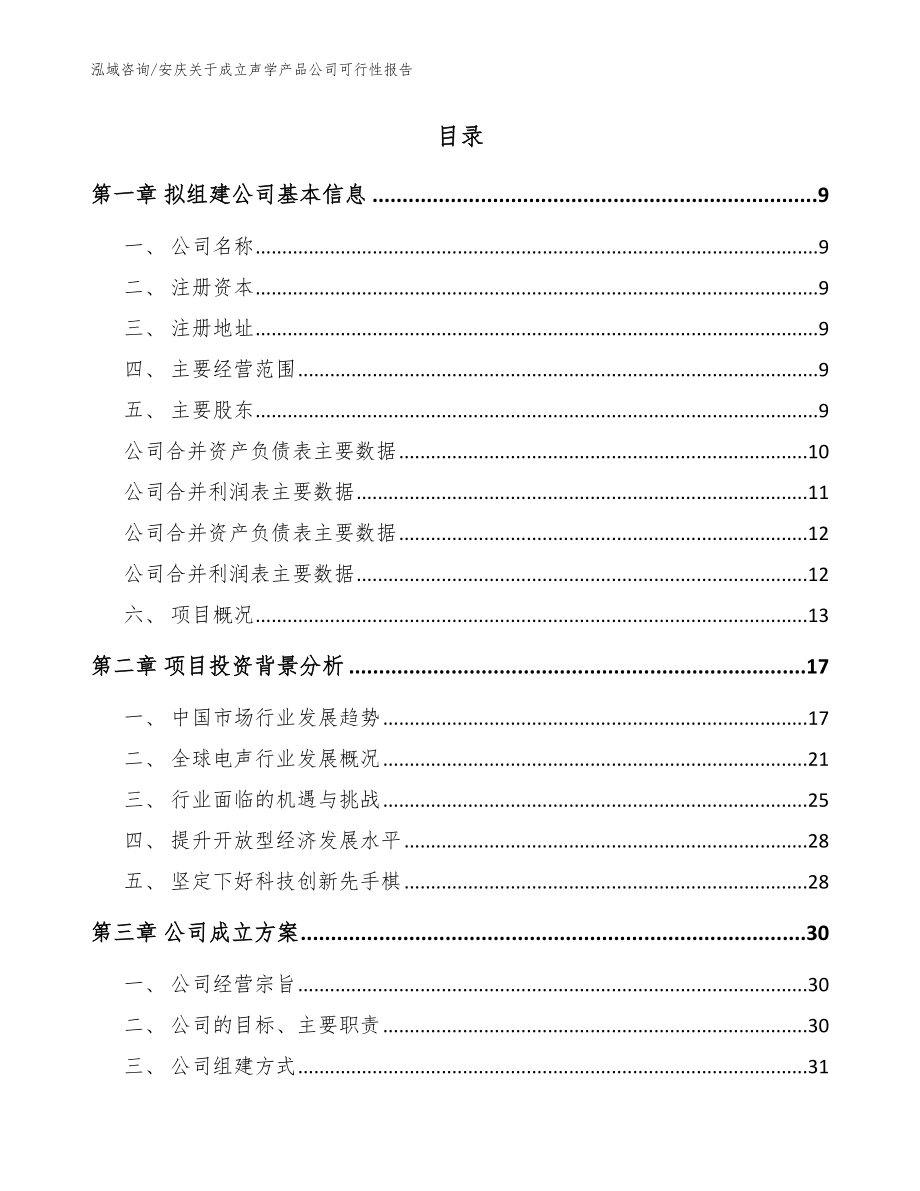 安庆关于成立声学产品公司可行性报告参考模板_第2页