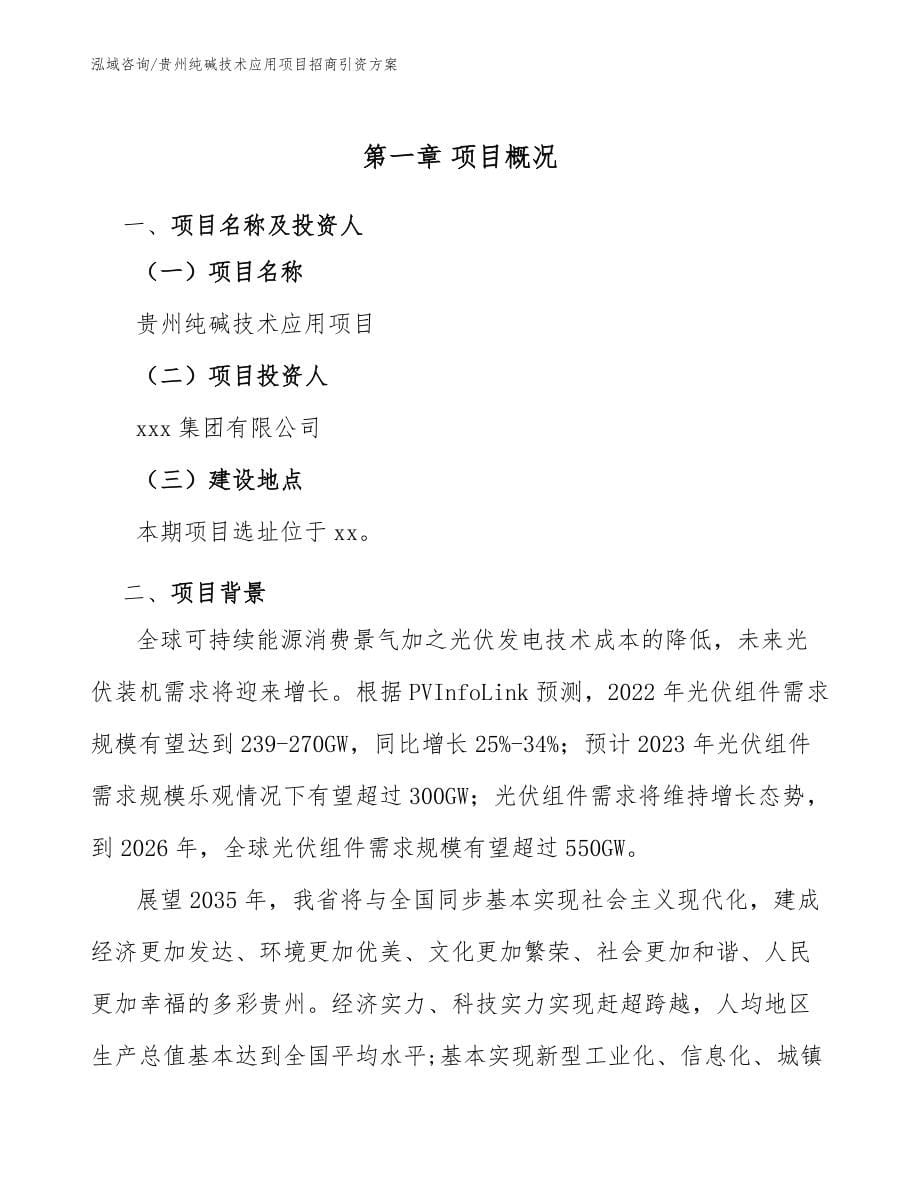 贵州纯碱技术应用项目招商引资方案模板范本_第5页