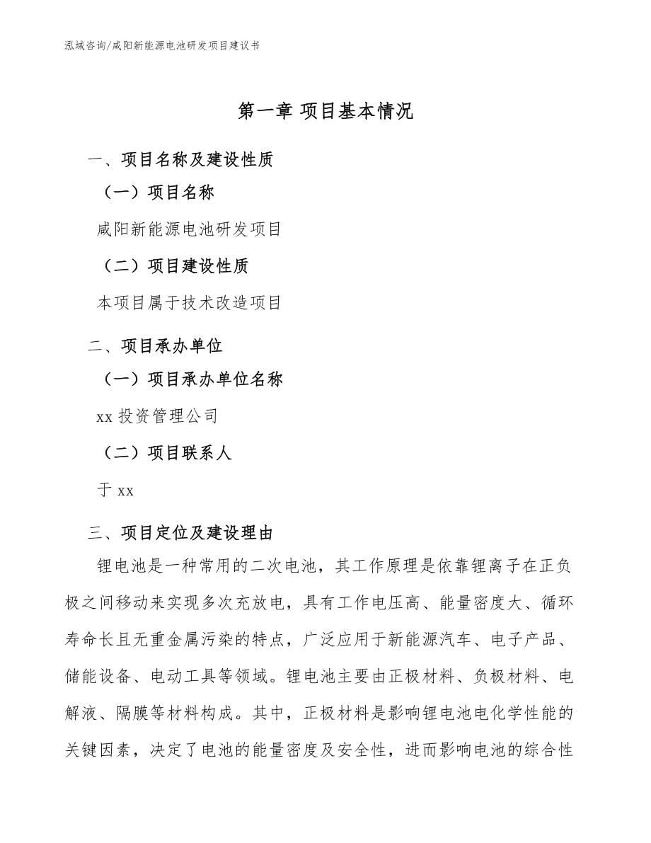 咸阳新能源电池研发项目建议书（范文）_第5页