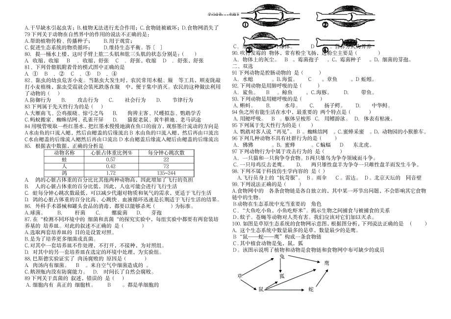 八年级生物上册期中综合测试_小学教育-小学考试_第2页