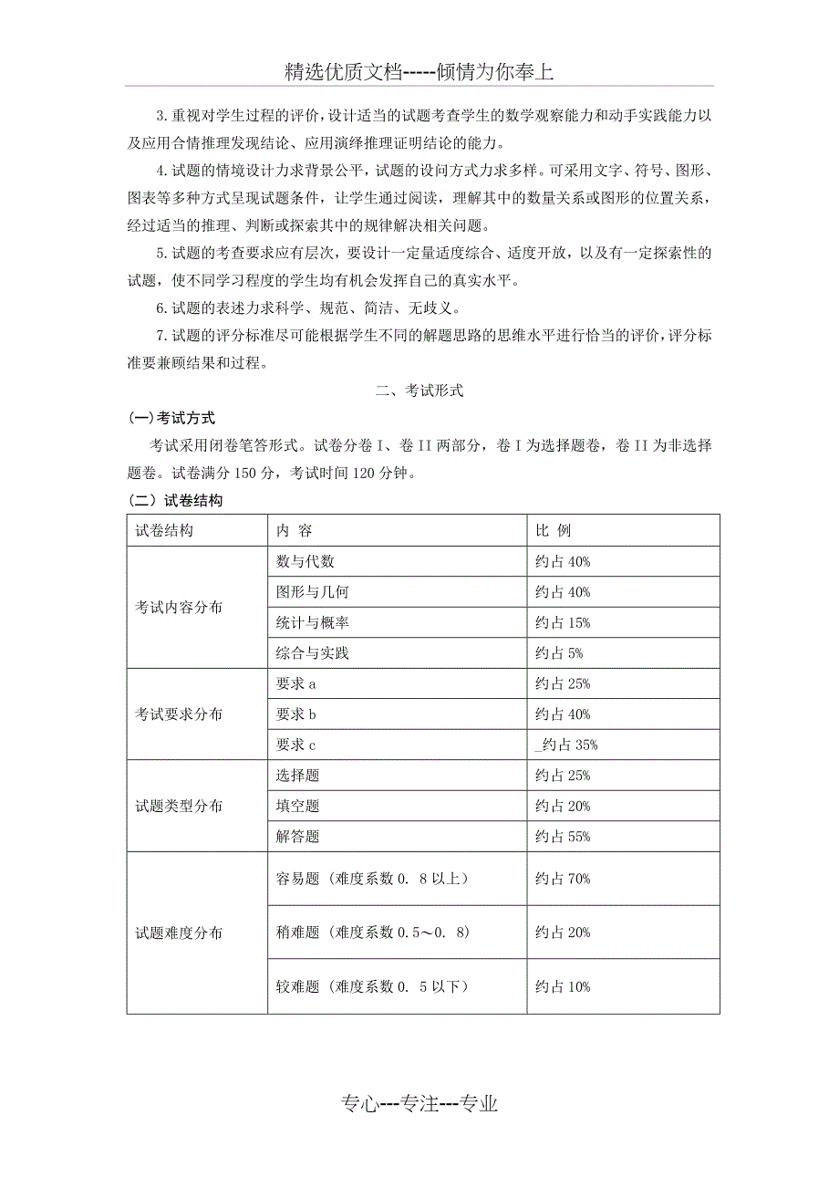 2018浙江省初中毕业学业考试说明(数学)_第2页