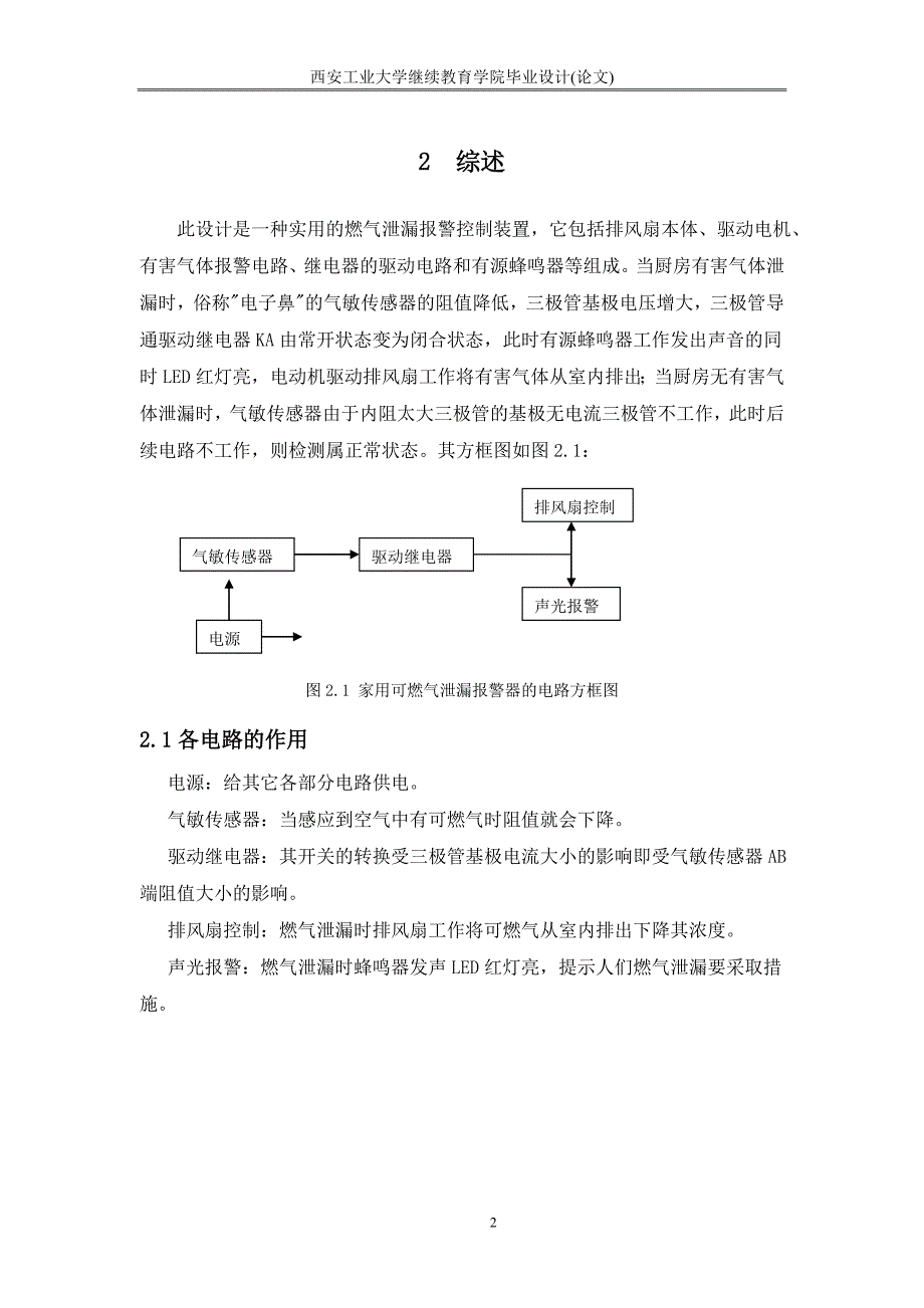 毕业设计论文燃气泄漏报警控制装置设计_第2页