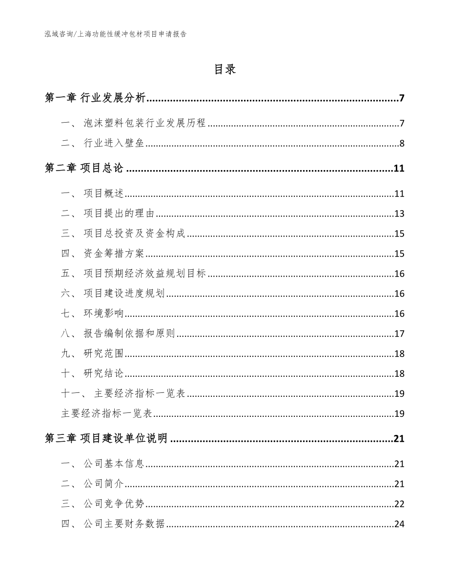 上海功能性缓冲包材项目申请报告_范文_第1页