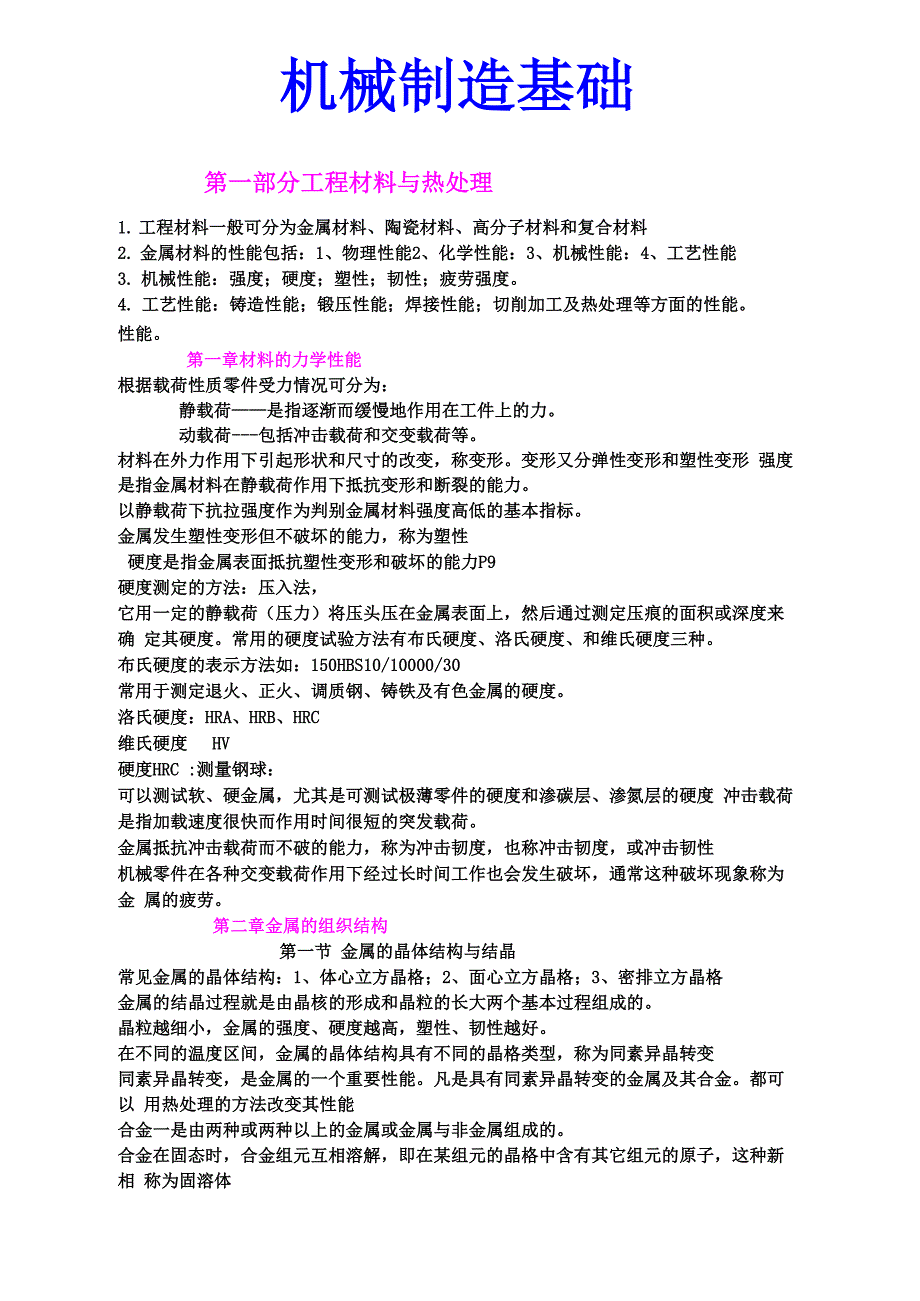 机械制造基础 原材料资料_第1页