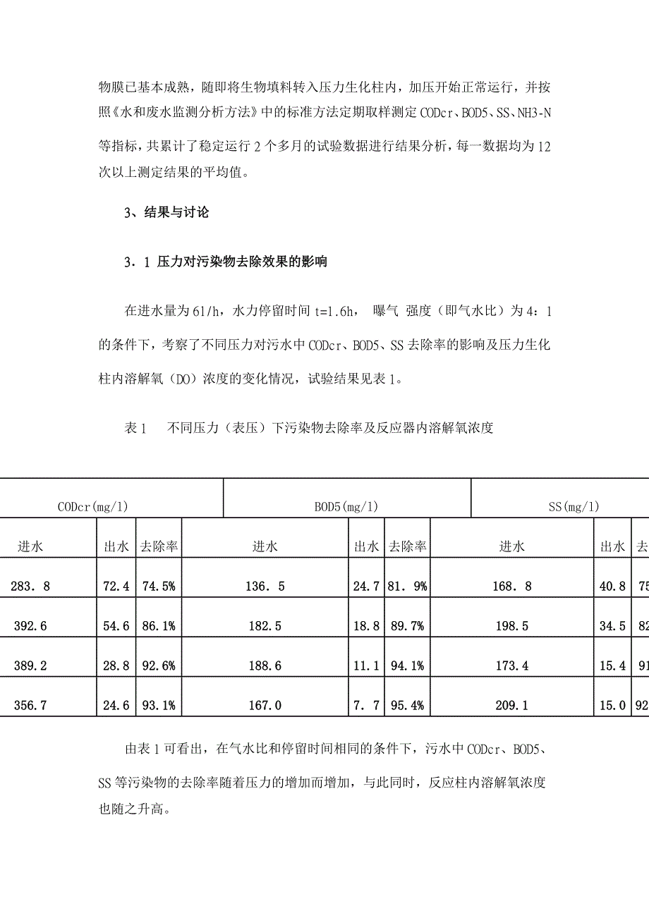 【】加压生物接触氧化法处理生活污水的试验研究【环境工程论文】_第3页