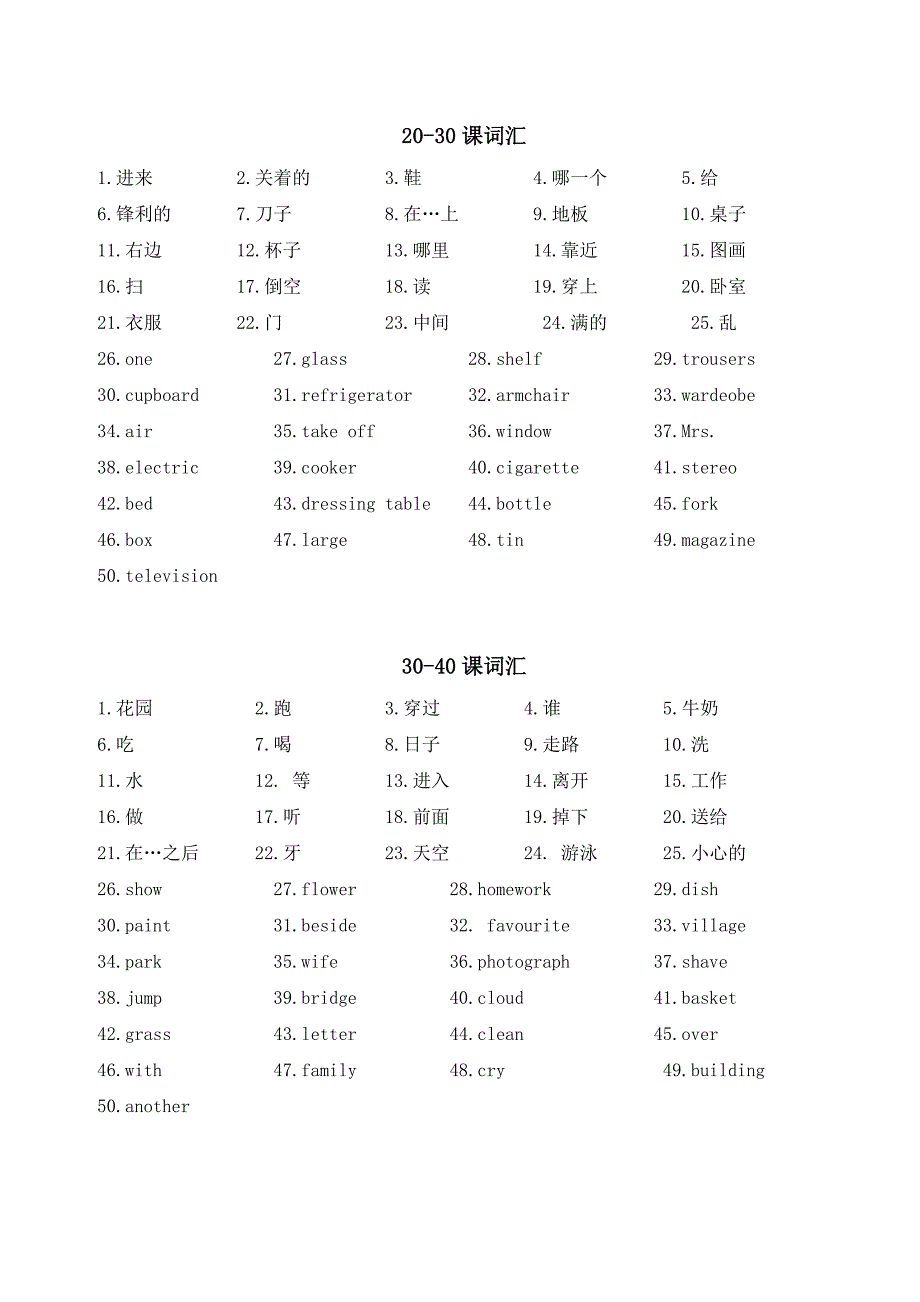 新概念英语20-40课词汇_第1页