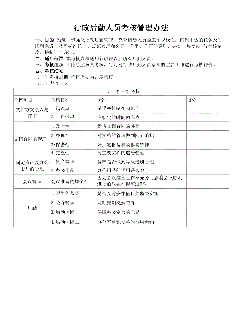 行政后勤考核制度_第1页