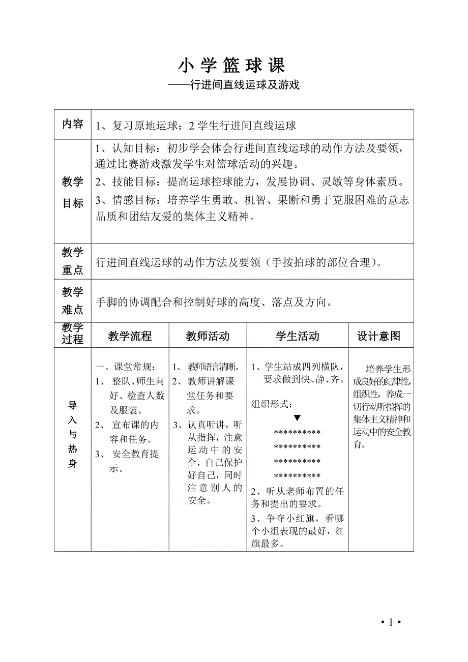 五年级篮球课教学设计_第1页