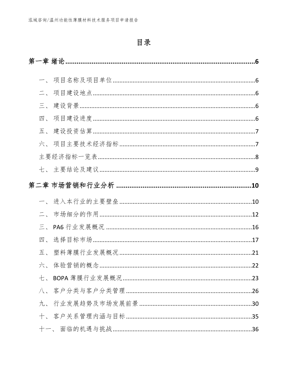 温州功能性薄膜材料技术服务项目申请报告【范文参考】_第1页