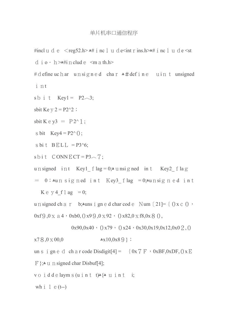 51单片机的串口通信程序_第1页