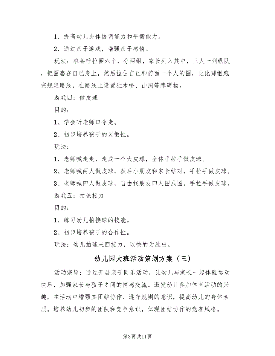 幼儿园大班活动策划方案（六篇）_第3页