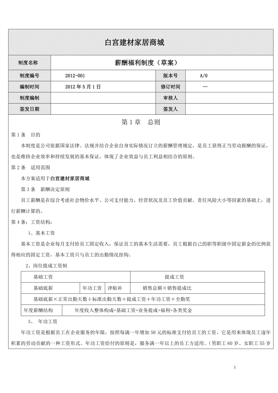 家具卖场薪酬制度_第1页