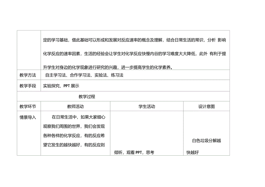 高中化学《化学反应的快慢和限度(11)》优质课教学设计、教案_第3页