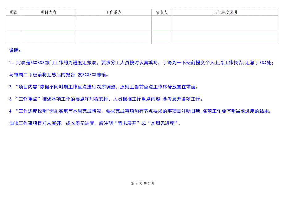 周工作进度汇报表_第2页