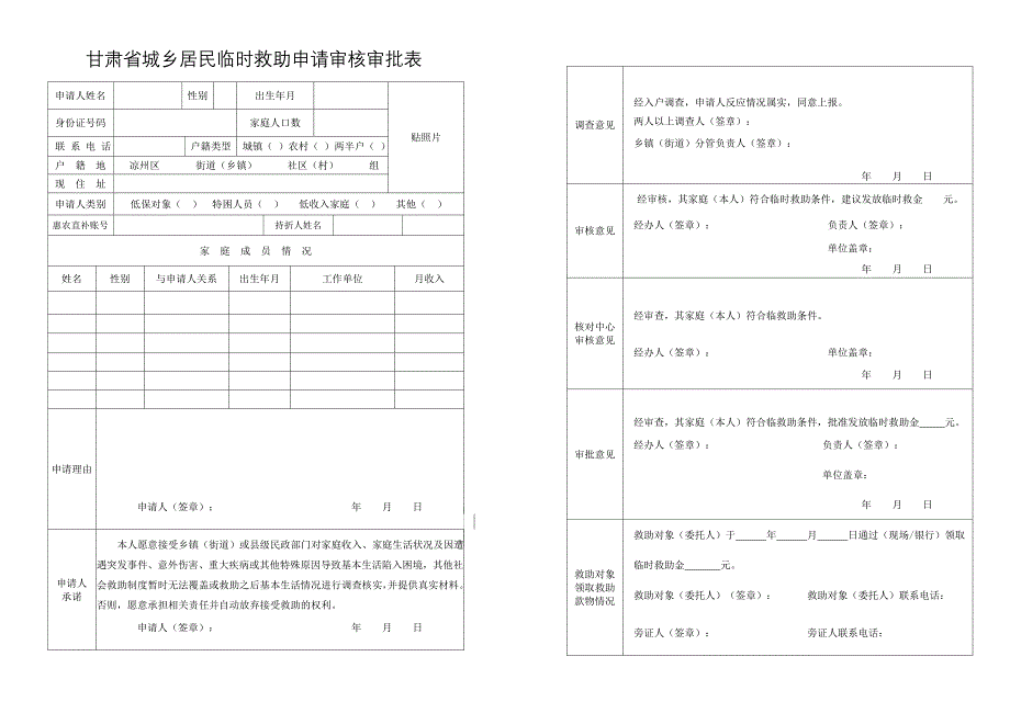 甘肃省城乡居民临时救助申请审核审批表(模板)_第2页