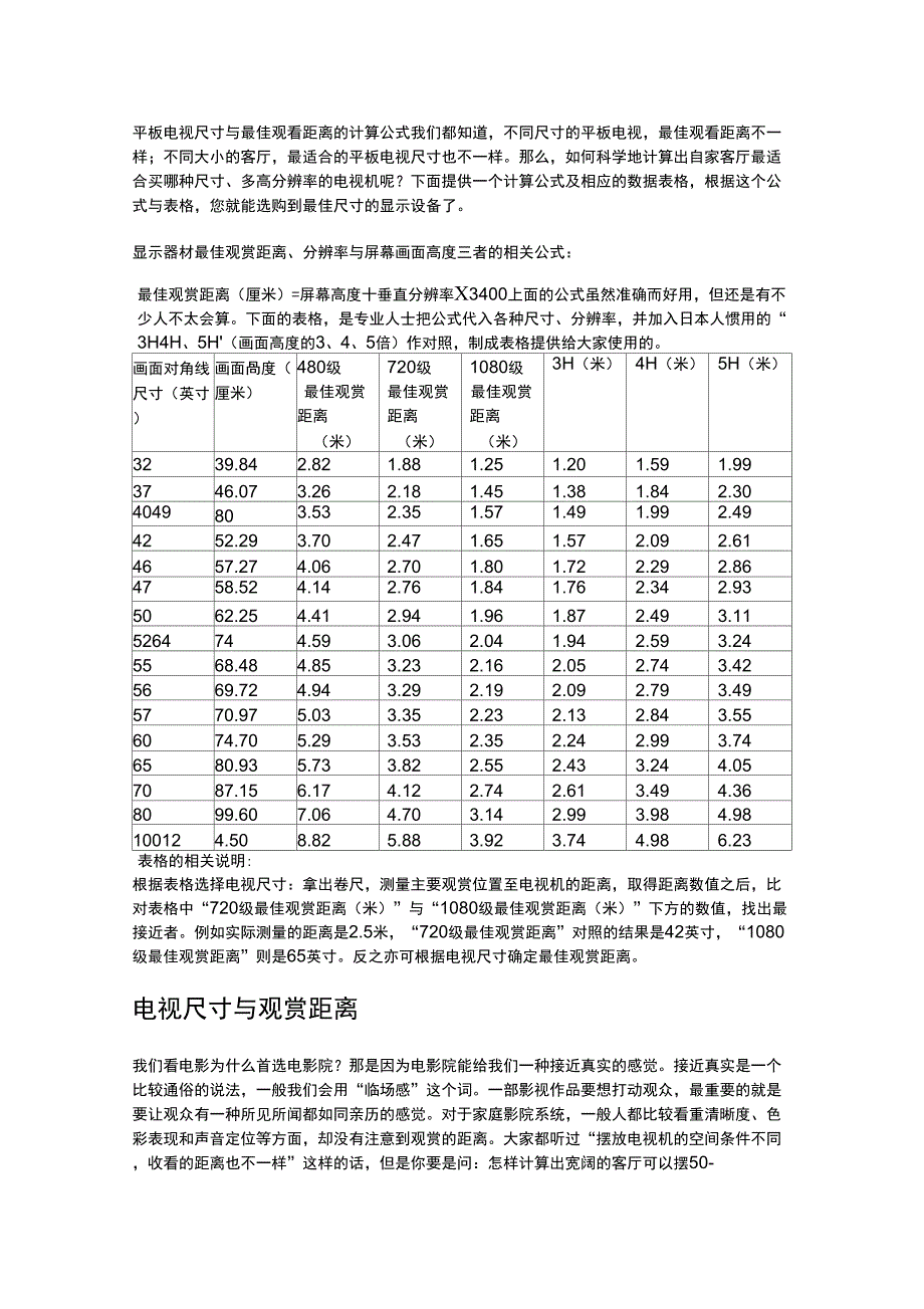 电视尺寸与观赏距离_第1页