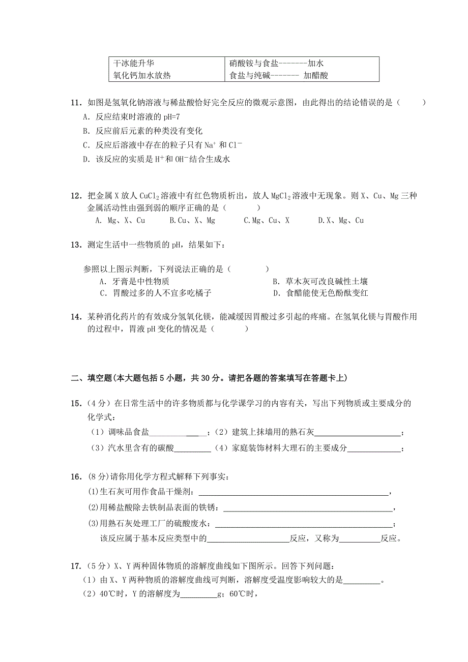 广东省东莞市九年级化学第一次模拟考试试题无答案新人教版_第2页