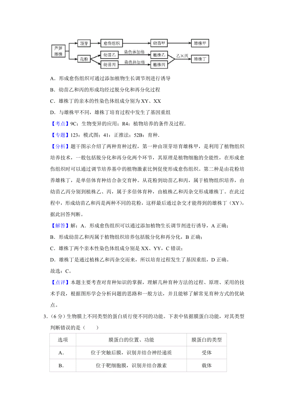 2018年天津市高考生物试卷真题解析版.doc_第2页