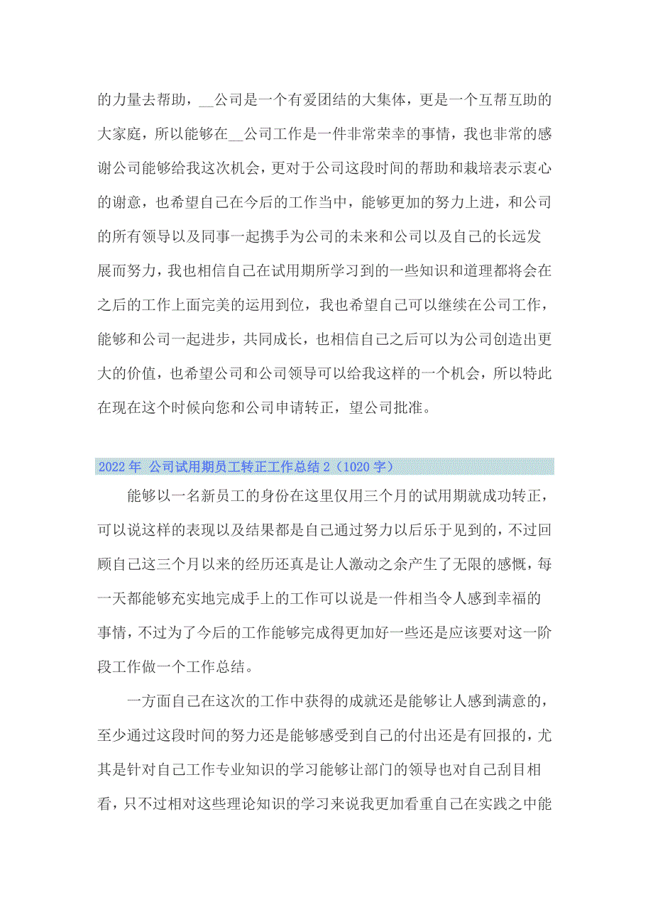 2022年 公司试用期员工转正工作总结_第2页