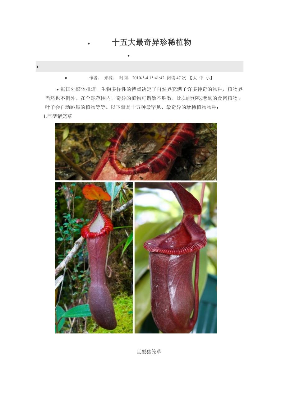 十五大最奇异珍稀植物(教育精品)_第1页