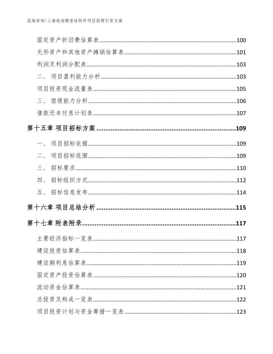 上海电池精密结构件项目招商引资方案参考范文_第5页