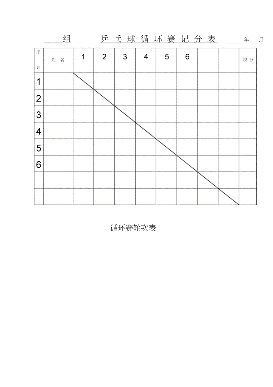 乒乓球循环赛记分表_第1页