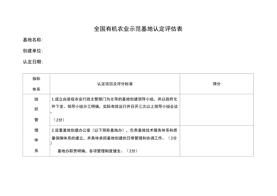 全国有机农业示范基地认定评估表_第2页